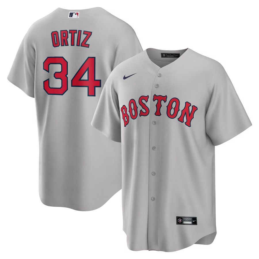 Men Boston Red Sox 34 David Ortiz Nike Gray Road Replica Player MLB Jersey